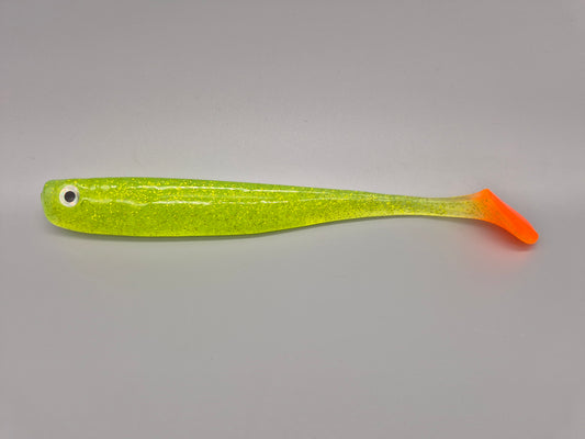 Top-Baits by MK | Nilu-Shad 10cm | Yellow Glitter Orange Tail