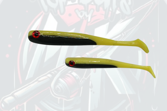 Top-Baits by MK | Nilu-Shad 12cm | Gelb Anthrazit (extra Soft)